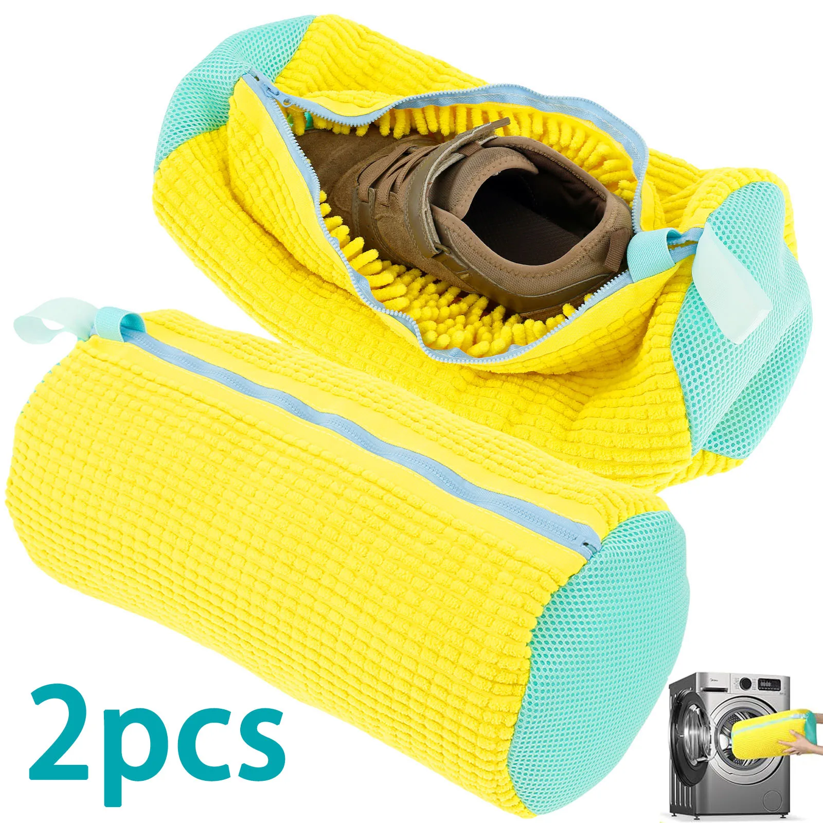 2PCS Washing Shoes Bag Cotton Laundry Shoes Protector Anti-Deformation Clothes Organizer Zipper Shoe Washing Drying Bag laundry bag shoe washing bag clothes washing bag