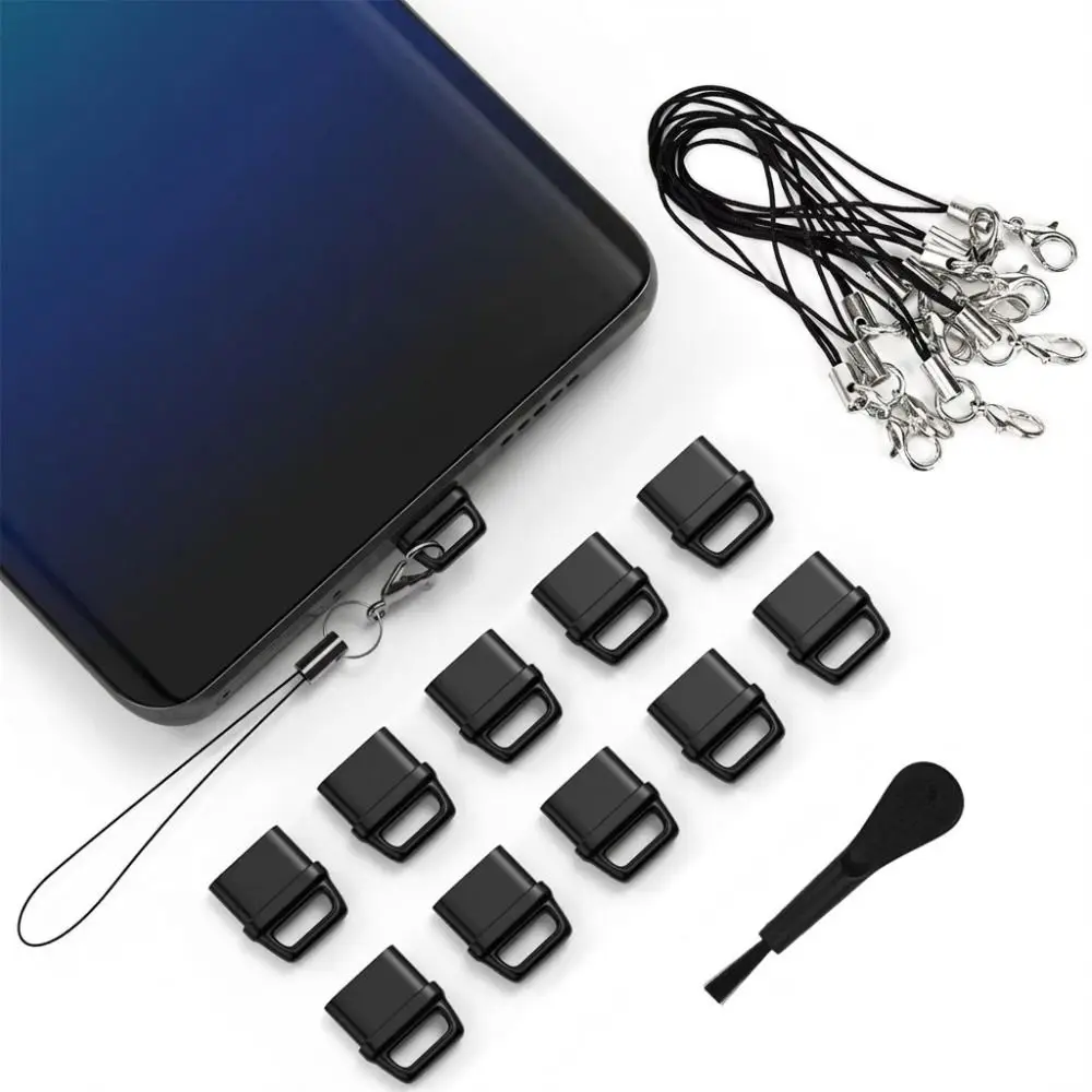 10pcs Type-C 전화 먼지 플러그 세트 다기능 보호 USB C 먼지 플러그 방진 범용 청소 브러쉬 세트