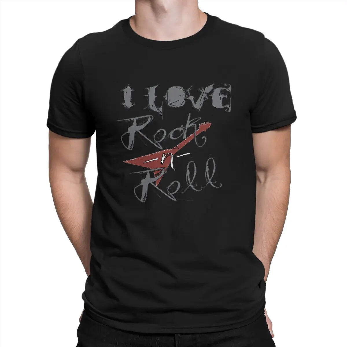 

Мужские футболки I love Guitar Rock, одежда из чистого хлопка, креативная футболка с коротким рукавом и круглым вырезом, футболки с графическим принтом