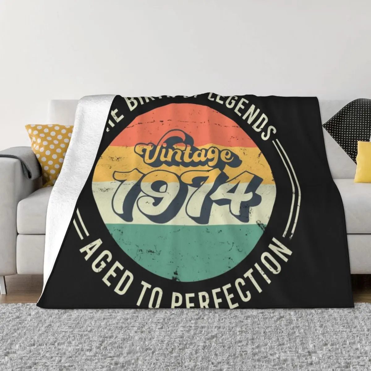 

Vintage 1974, 50th Birthday The Birth Of Legends Throw Blanket Hair Quilt Blankets