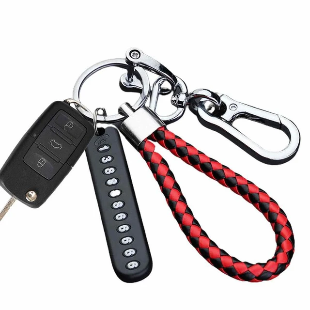 Men Leather Belt Loop Keychain Detachable Clips Belt Key Ring Key