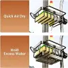 Kitchen Sink Faucet Organizer Space Aluminium Kitchen Sink Organiser Multifunctional Hanging Basket With Draining Tray 5