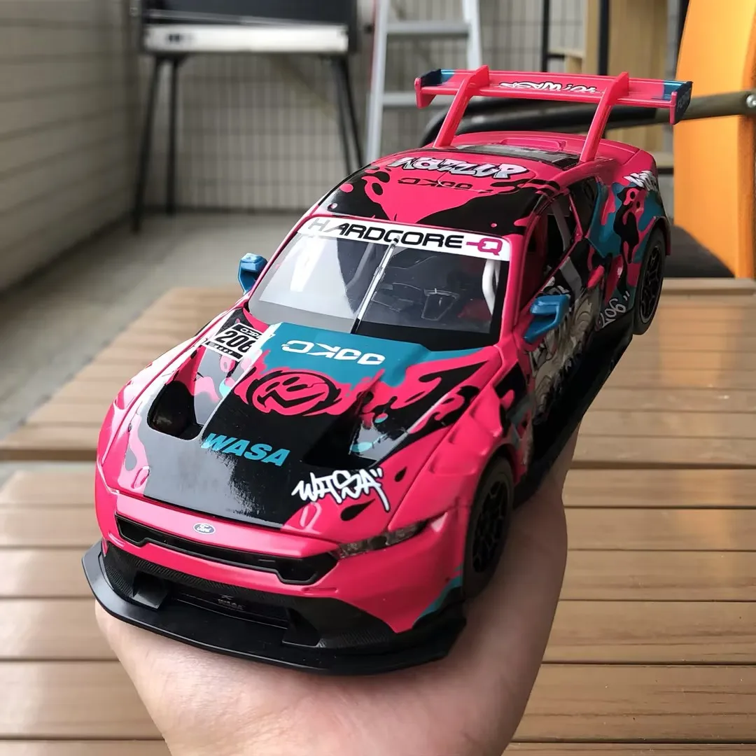 1:24 포드 머스탱 GT3 한정판 슈퍼카 합금 금속 다이캐스트 모델 자동차 홈 유행 및 데스크탑 디스플레이 장식 생일 장난감