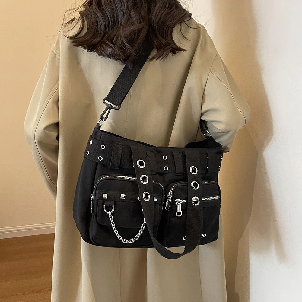 【PORTERNA】Rutin studded shoulder bag Womens Studded Satchel Shoulder Bag