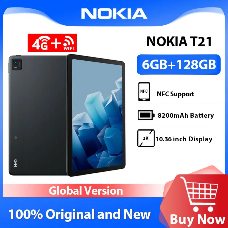 

Смартфон Nokia T21, 6 + 128 ГБ, 4G, Wi-Fi, 10,36 дюйма, 8200 мА · ч, 8 Мп, Android 13