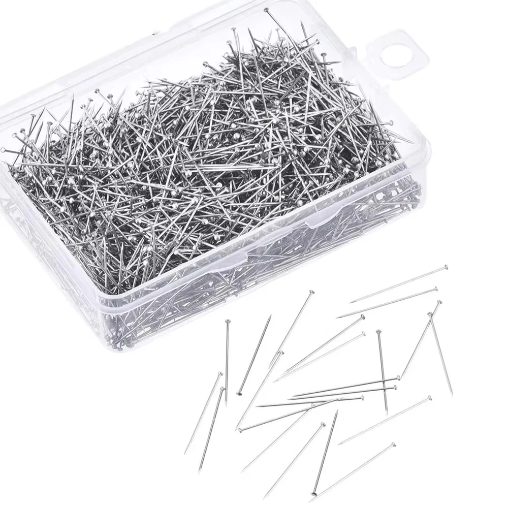 300Pcs/Box 35mm Stainless Steel Sewing Pins Dressmaker Straight Quilting Pins Fine Satin Head Jewelry Making Sewing Tools sewing pins