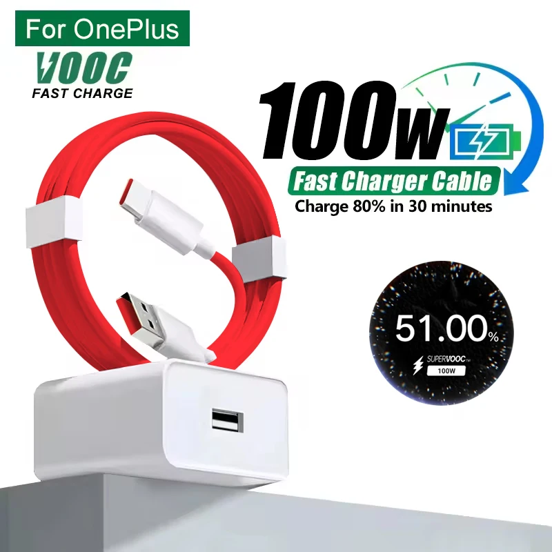 High-Power 100W SuperVOOC Fast Wall Charger with 2M USB Type-C Cable