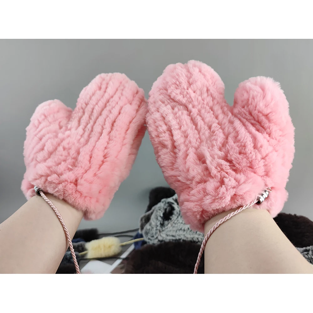 Natural Real Rex Rabbit Fur Gloves Good Elastic Women Winter Knitted Real Rabbit Fur Mittens Outdoor Genuine Gloves women dress gloves
