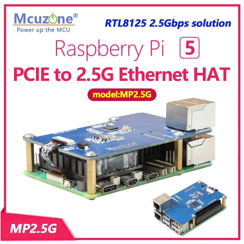 

MP2.5G Raspberry Pi 5 PCIE до 2,5G Ethernet HAT,RTL8125,RPi OS без драйвера