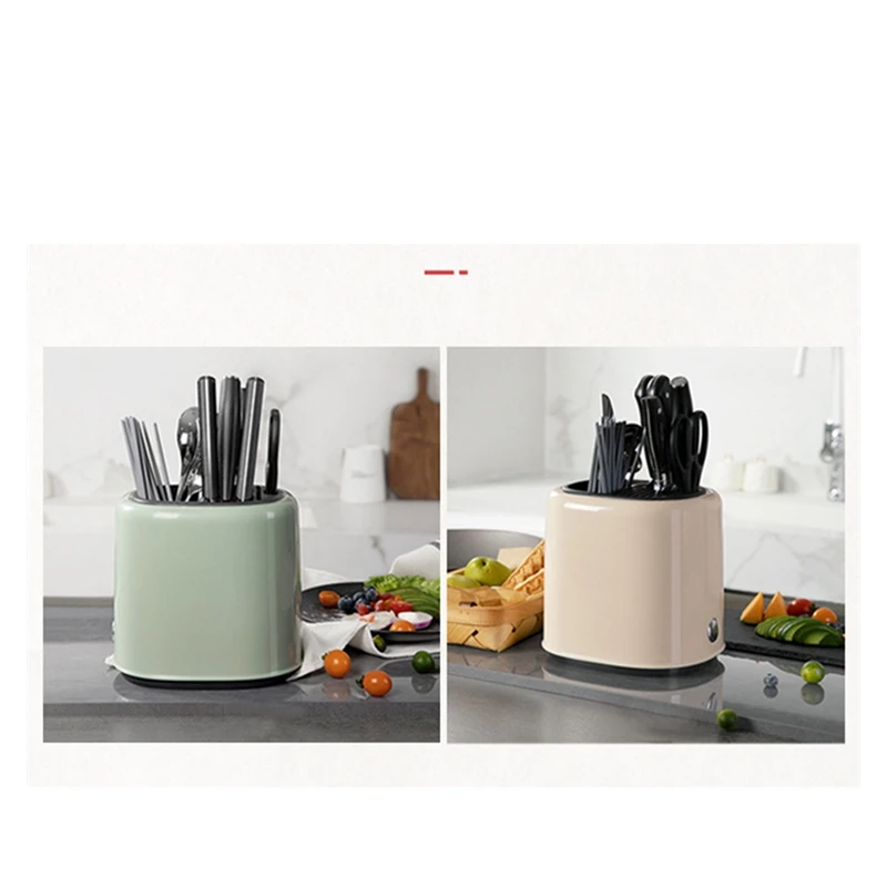 

1 PCS Utensil Holder Drainer Storage Box Spoon Fork Chopsticks Kitchen Organizer ABS Multifunctional Knife Block Creamy-White