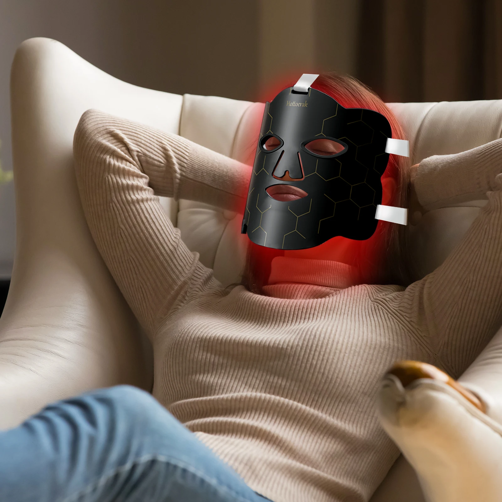 Hottoerak facial neck silicone LED mask red light therapy photonic flexible facial beauty mask Skin care