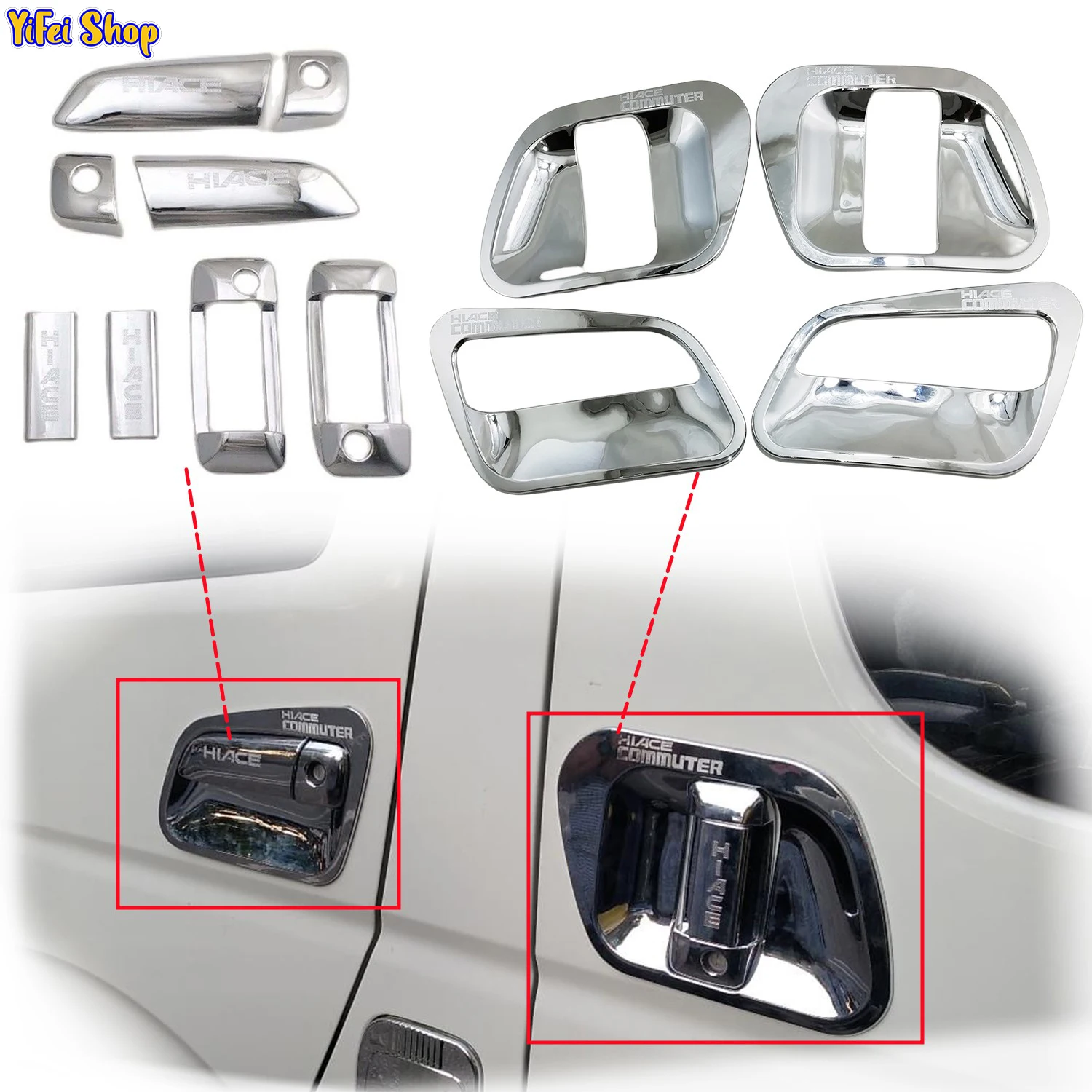 Nuevas cubiertas de manija de puerta cromadas ABS para Toyota HIACE Commuter 2008 2010 2012 2014 2016 2018, accesorios para automóvil, estilo de pasta embellecedora