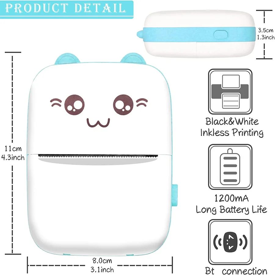 サーマルプリンター+ルーター+ドロワー ミニポケットプリンター、写真用のワイヤレスbt接続サーマル