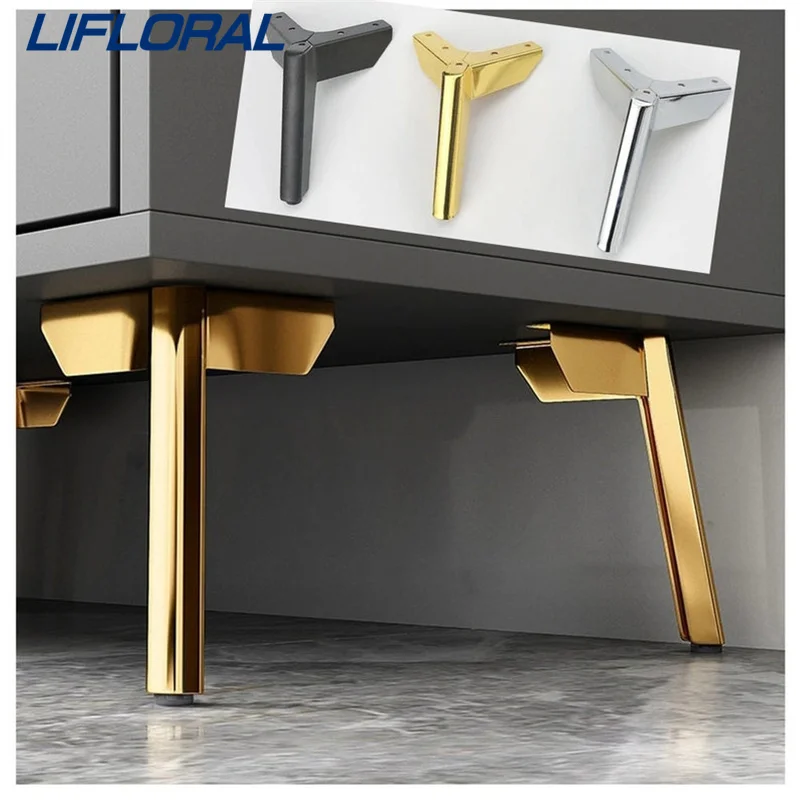 8/10/12/15cm New Metal Furniture Legs Black Golden Height Sofa Feet for Cabinet Bed Dresser Coffee Table Legs Replacement Legs