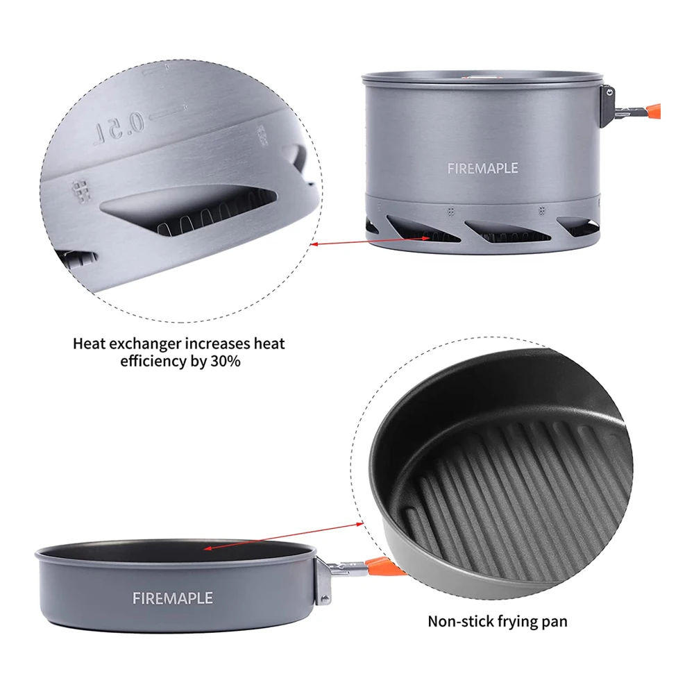 Fire Maple Camping Cookware Set Hiking FEAST Heat-exchanger Aluminium Pot Outdoor Foldable Pots Travel Tourism Tableware Dishes