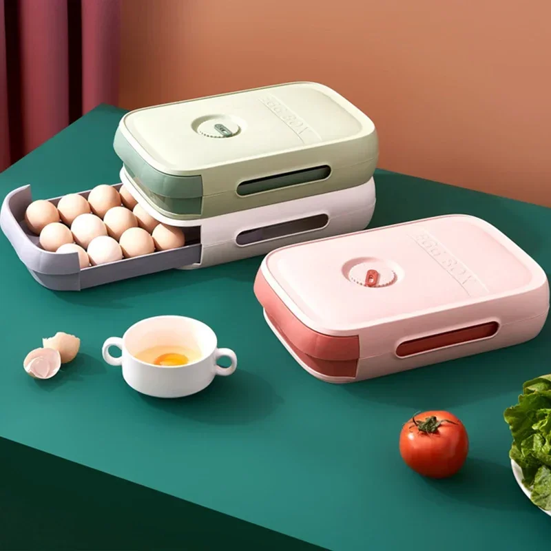 

Drawer Type Egg Storage Refrigerator Fresh Keeping Box Dumpling Household Eggs Holder Food Storage Kitchen