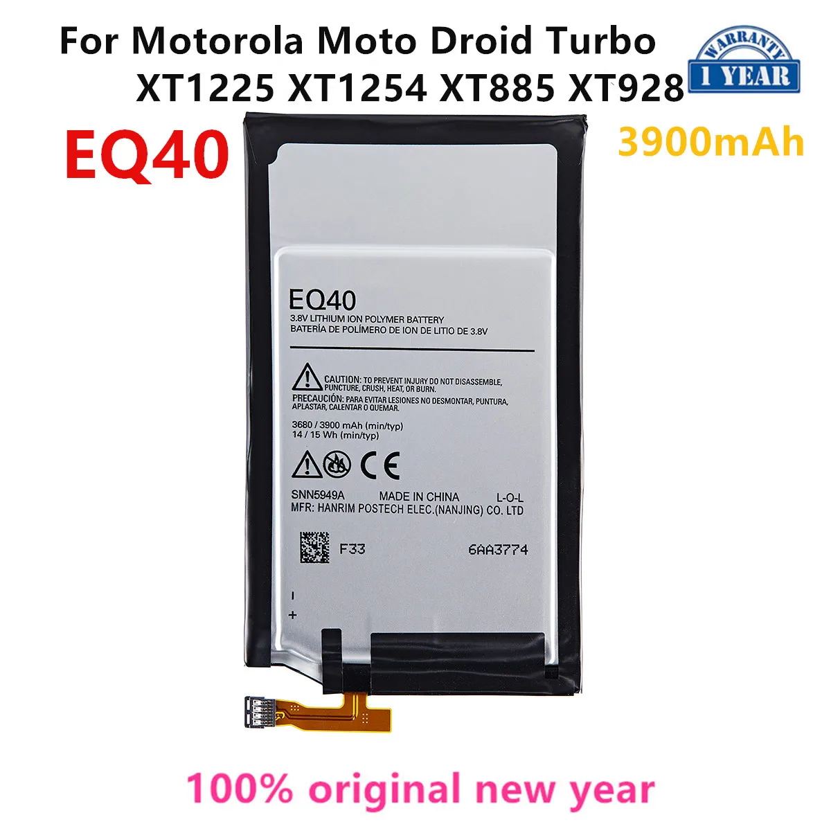 

100% Original EQ40 3900mAh Battery For Motorola Moto Droid Turbo XT1225 XT1254 XT885 XT928 Mobile phone Batteries