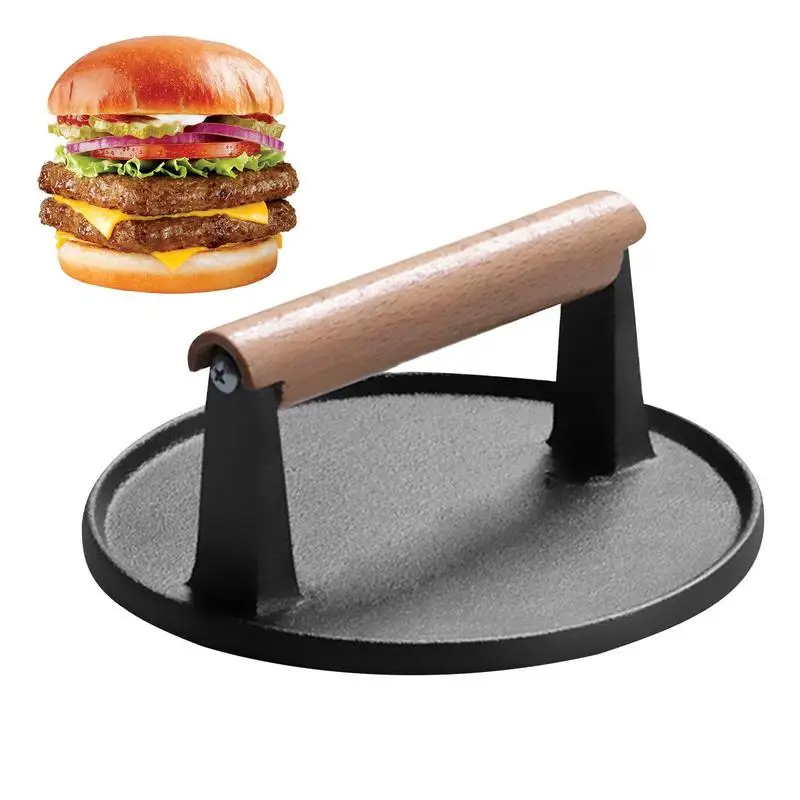 

Hamburger Patty Press | Cast Iron Burger Smasher | Heavy Duty Patty Maker Burger Smasher Hamburger Press Kitchen Tools BBQ Grill
