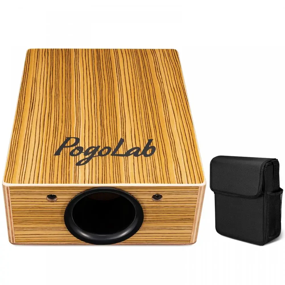 Tone Thick Wooden Cajon with Guitar Compact Miniature Percussion Instrument with Strap & Storage Bag Musical Hand Drum