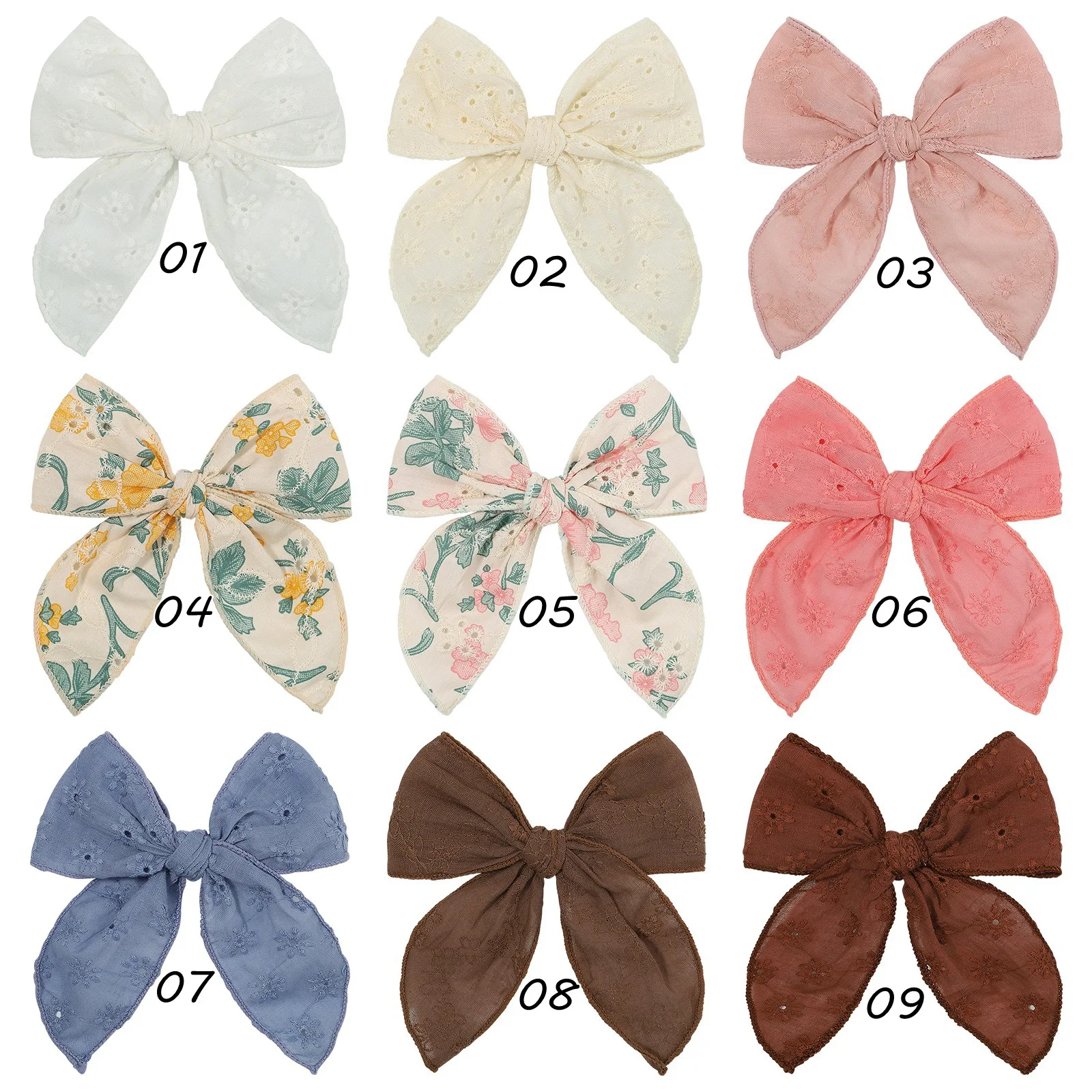 

27 PCS, 4.7 inch Fable Fabric Sailor Bow Hair Clips, Embroidery Fabric Hair Bow Clips Baby Hair Accessories