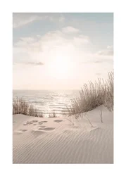 Tropical Blue Sea and White Sand Beach Canvas Wall Art - 40x60cm No Frame (Black)
