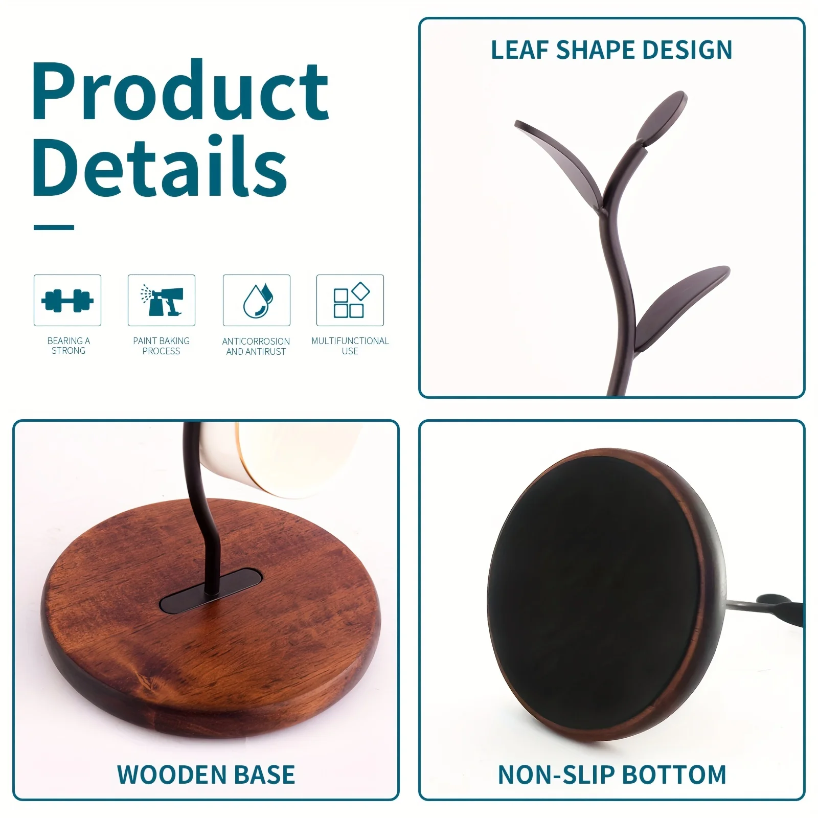 1 pc Wooden Countertop Mug Holder-Spacious for Multiple Mugs, Elegant Modern Design, Free-Standing Mug Tree Stand for Easy Ac