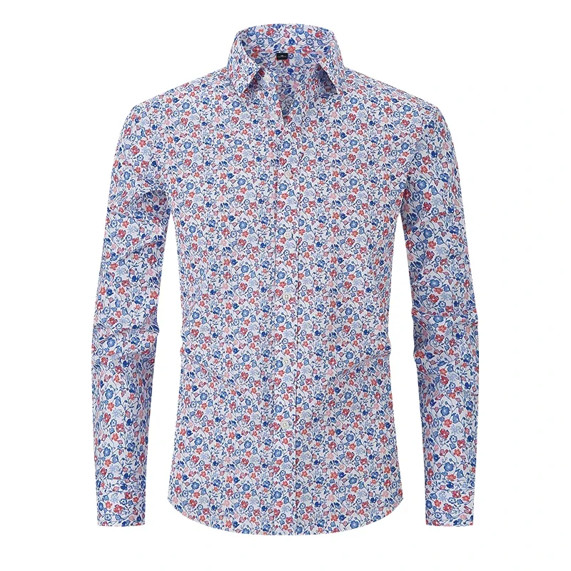 

Men’s Floral Print Long Sleeve Shirts Vintage Breathable Office Dress Shirt Casual Fashion Standard Fit Workwear Loose Shirts