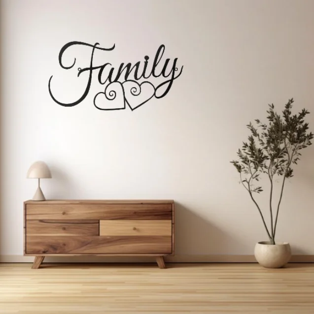 

Family Wall Sign, Metal Family Wall Decor Family Word Art Farmhouse Ornament Wall Sign Hanging Decoration