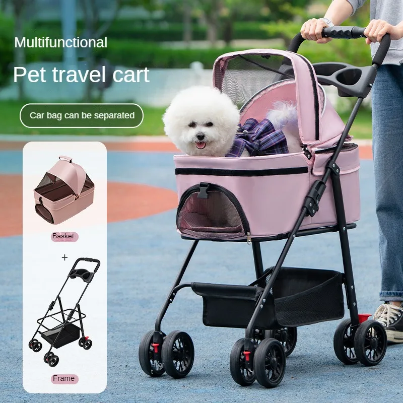 

Pet Cat and Dog Cart Lightweight and Foldable Small Outdoor Pet Cart Dining Plate Pet Cart
