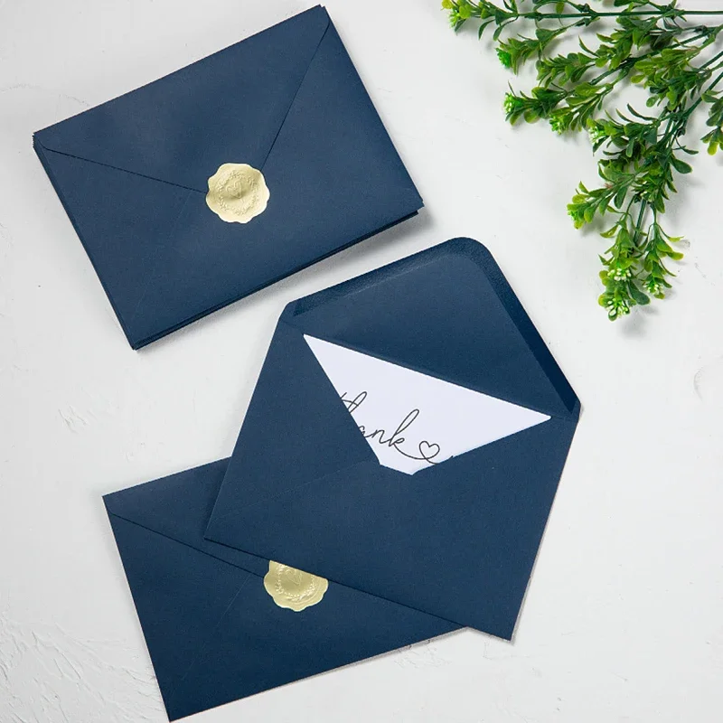 Dark Blue Envelope 120g Paper 184x133mm Wedding Invitations Business Supplie Postcard Giftbox Packaging Storage Stationery 50pcs