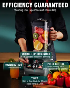 Professional Blender, Commercial Blender for kitchen Max 1800W High Power Home and Commercial with Timer 2
