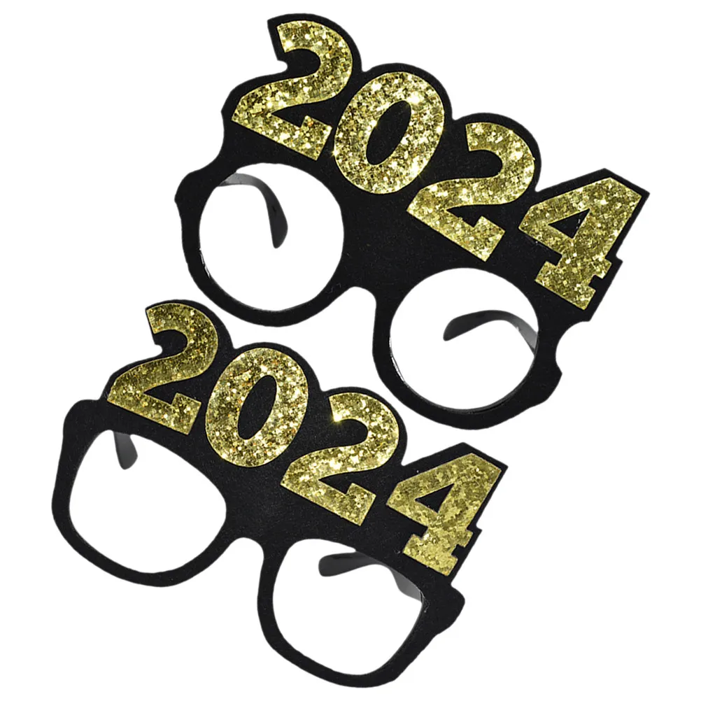 2Pcs 2024 안경 소품 창의적인 새해 파티 안경 장식 공연 사진 파티 용품 새해 안경