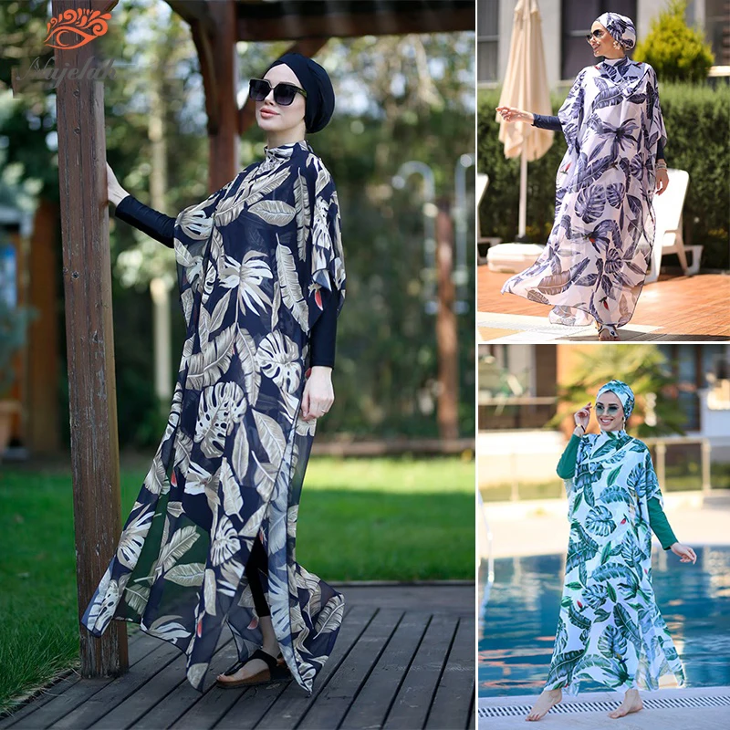 Muslim Modest Swimwear Hijab Swimsuit Women Swimming Suit Cover Ups Hijabs For Woman Islamic Long Sleeve Burkini Bathing Swim belted button detailed pleated dress long sleeve zippered unlined seasonal winter women muslim hijab turkey istanbul islamic