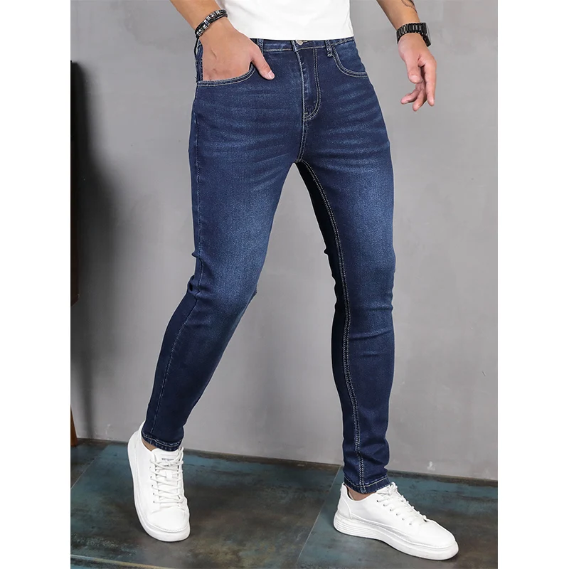 Mens Slim Fit Jeans Stretch Denim Pants Slim Skinny Casual