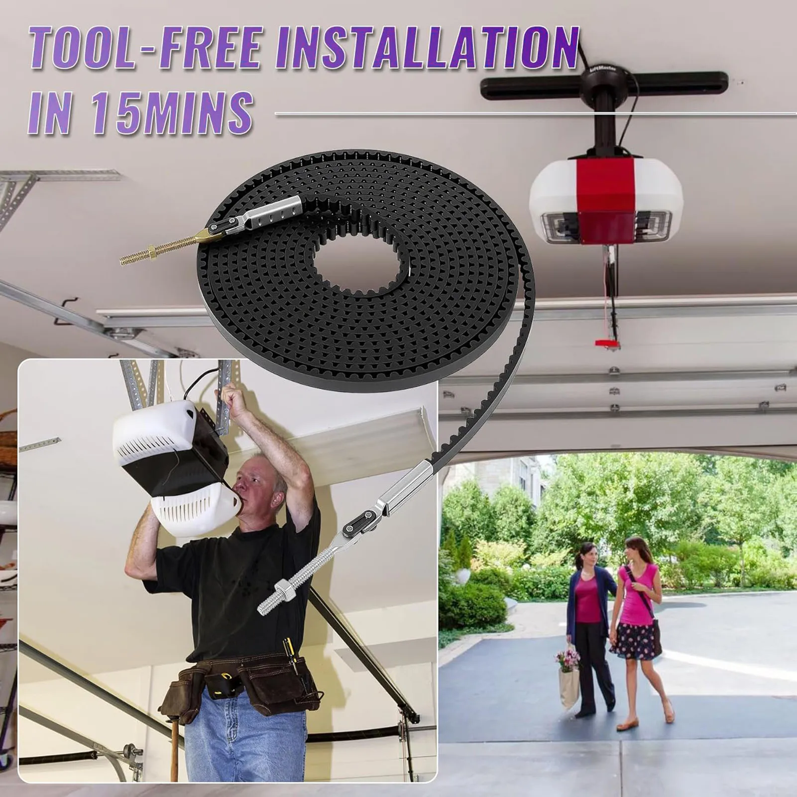 Garage Door Drive Belt Fit for Genie 3053 3055 2055 7155 1055 1155 SilentMax 750 SilentMax 550 8ft Door 39354S.S Opener Replacem