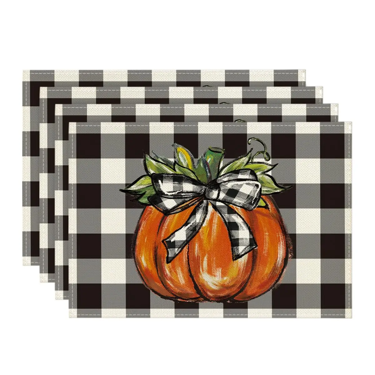 

Pumpkin Fall Placemats Set of 4, 12x18 Inch, Autumn Table Mats for Party, Kitchen and Dining Decoration
