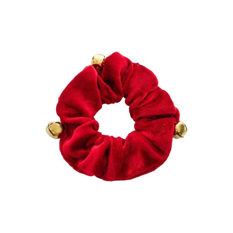 1pcs Christmas style flannelette bell large scrunchie hair accessory Simple cloth art fall and winter headdress