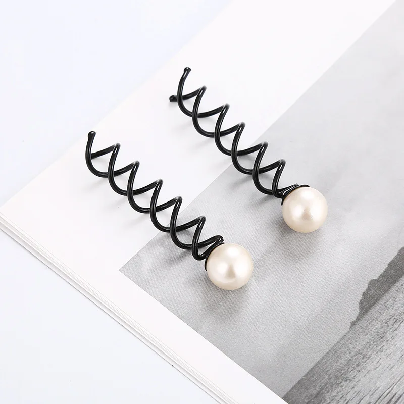 Koreanische Schwarze Perle Spirale Spin Schraube Bobby Pin Haar Clip Twist Flechter Haarspange Schwarz Haarnadeln Haar Flechter Styling Zubehör – Detail 6
