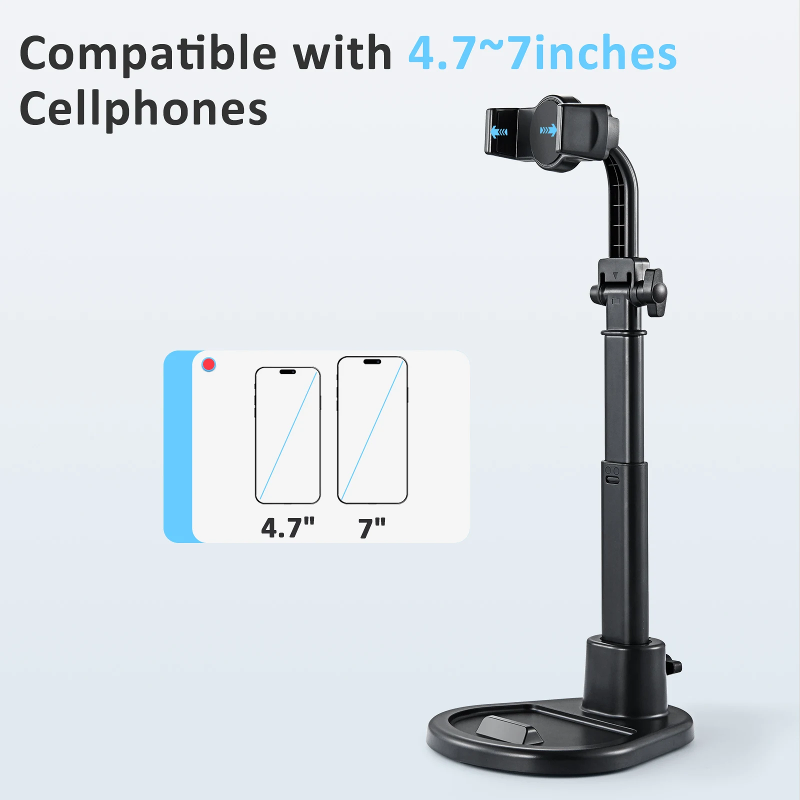 Eary Desktop Phone Stand  For Filming With 360° Rotatable Adjustable Height Multi-Functional Clamp Cell phone Holder For Video