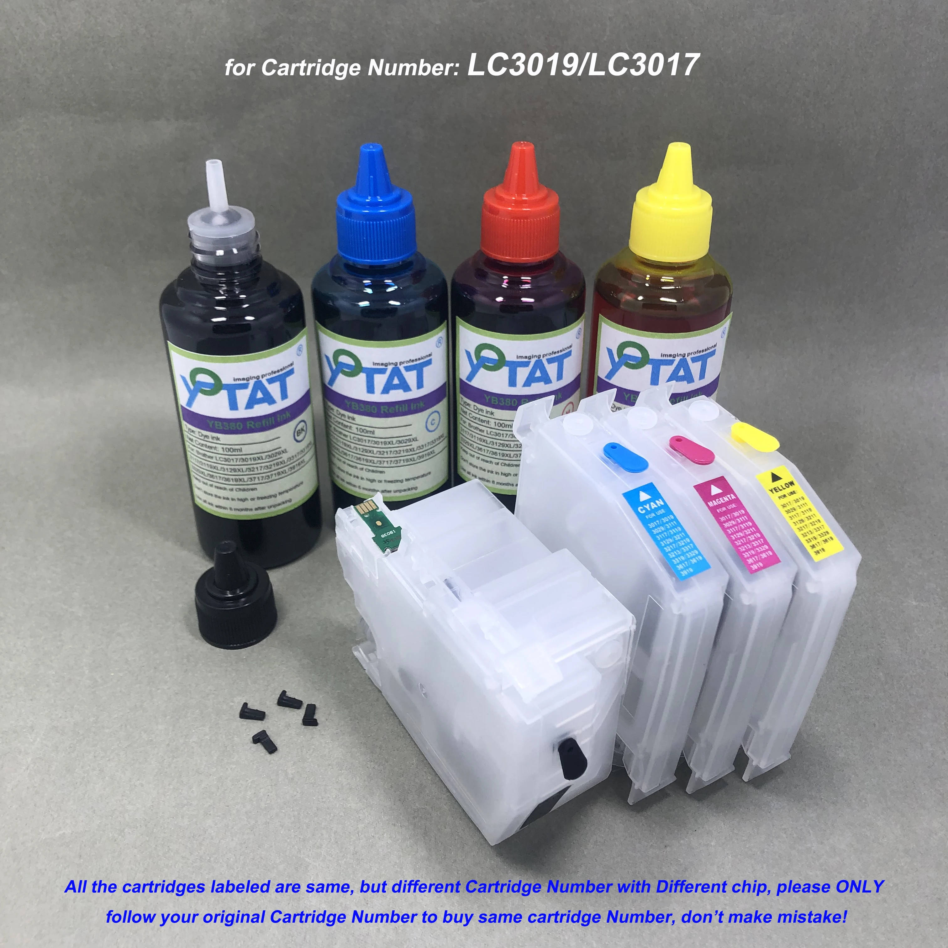 

LC3019 LC3017 Empty Refillable Ink Cartridge 400ml Dye Ink for Brother MFC-J5330DW MFC-J6530DW MFC-J6930DW MFC-J6730DW