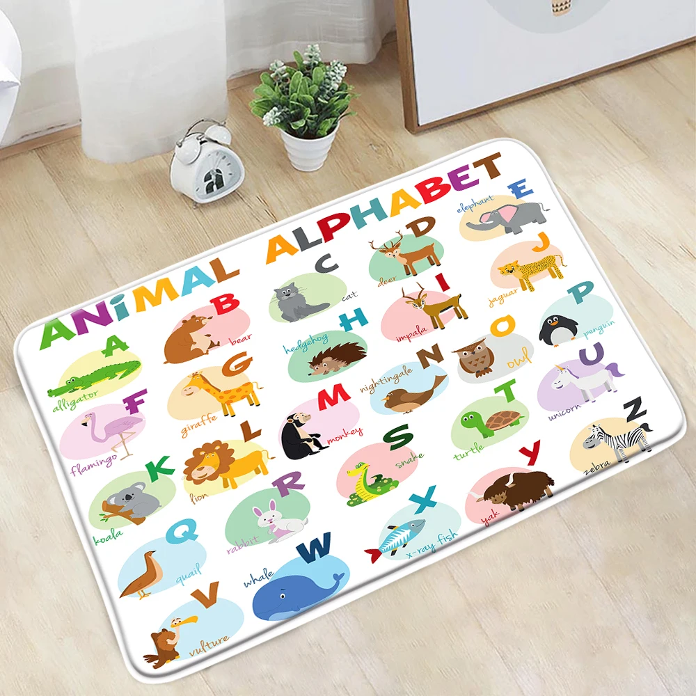 

Doormat Cartoons Animals Alphabet Bathroom Mat Children Education Learning Literacy Anti-Slip Rug Home Decor Kid Bedroom Carpet