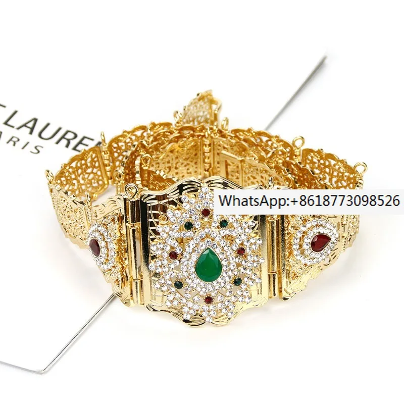 

6PCS Moroccan gilded female long sleeved belt ethnic wedding jewelry gold silver bride diamond waist chain