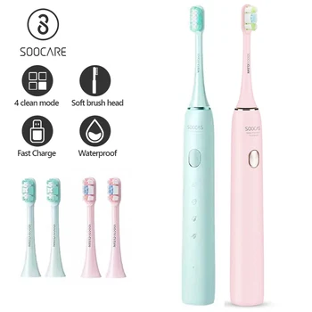SOOCAS 성인용 소닉 전동 칫솔, X3U 핑크 칫솔, 방수 초음파 자동 USB 충전식, 녹색