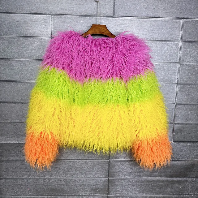Colourful Block Faux Fur Jacket 15