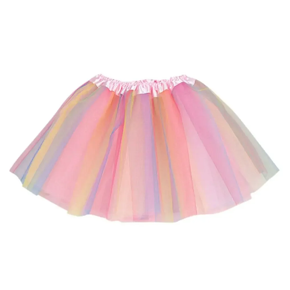 Multicolor Rainbow Tulle Princess Dance Skirt