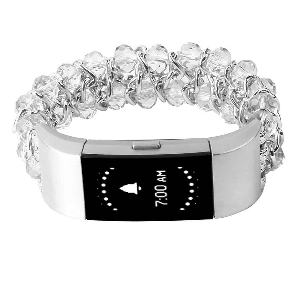 

Compatible for Fitbit Charge 3 Bracelet & Charge 4 Bands Women Beaded Replacement Straps for Fitbit Charge 2 Jewelry Band Dressy