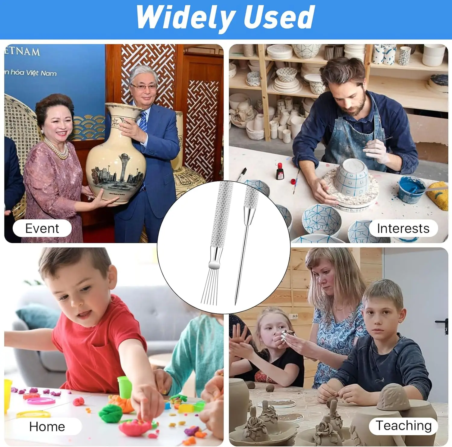 Outils de poterie en argile polymère en alliage d'aluminium, outils de sculpture en céramique, fil de ruban caraté, boucle d'extrémité, ensemble d'outils irrigation, 6 pièces 6