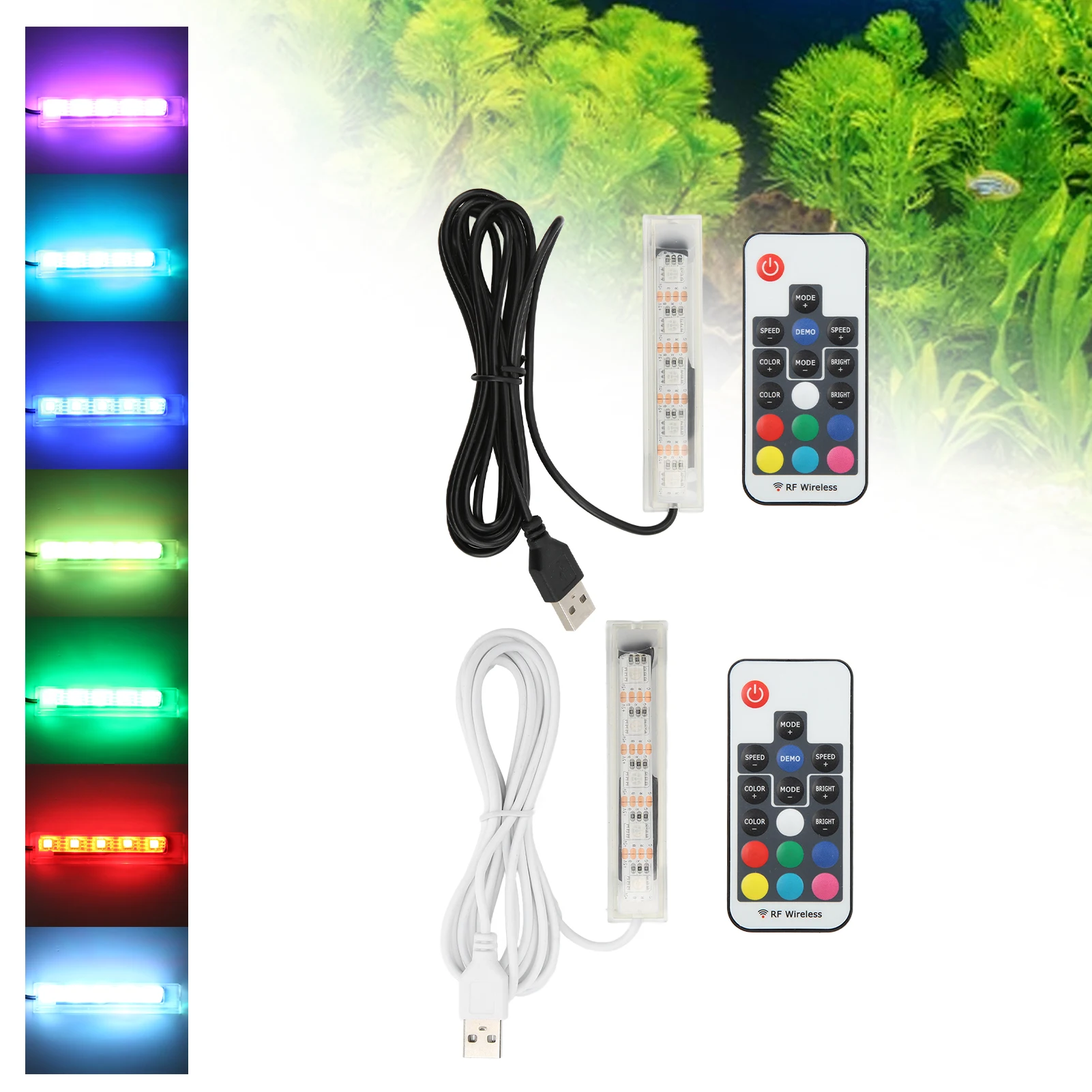 Fish Accessory Micro Aquarium Light USB Powered Remote Control Colorful LED Lamp for Landscape