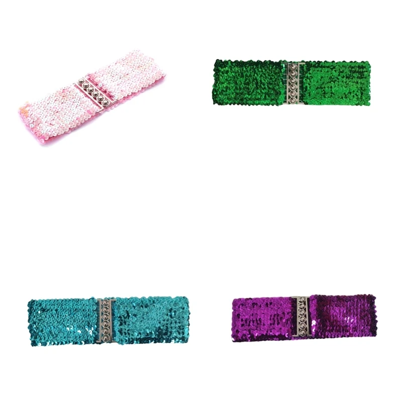

Sequins Corset Wide Waist Belt Decorative Waist Cincher Elastic Waspie Belt Glittering Waspie Waist Strap for Female