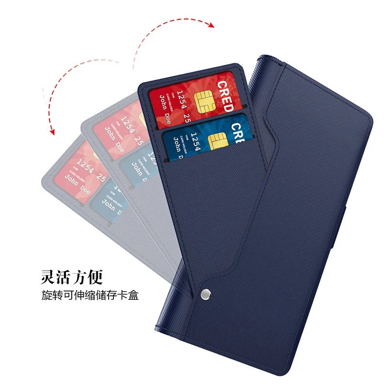For HTC U23 Pro Phone Case Cover Fashion Leather Mirror Multi Card Slot Magnetic Button Soft TPU Holder